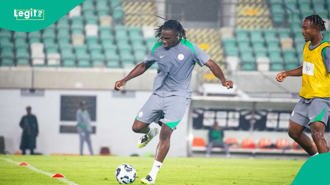 Calvin Bassey, Bruno Onyemaechi, Super Eagles, Godswill Akpabio International Stadium, Uyo. Calvin Bassey, Bruno Onyemaechi, Super Eagles, Godswill Akpabio International Stadium, Uyo.