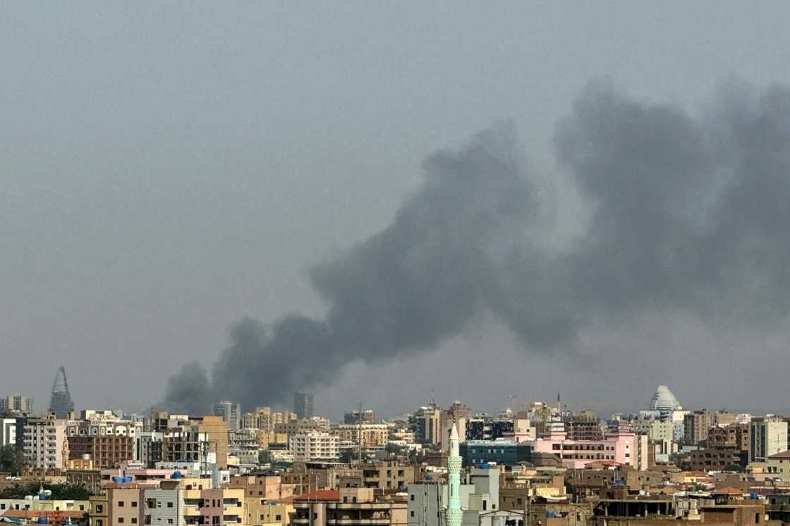 Smoke billows during air strikes in central Khartoum as the Sudanese army attacks positions held by the paramilitary Rapid Support Forces (RSF) throughout the Sudanese capital in September, 2024