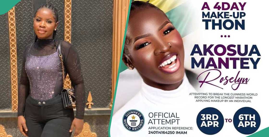 Roselyn Mantey is attempting to break GWR for the longest makeup hours. Roselyn Mantey is attempting to break GWR for the longest makeup hours.