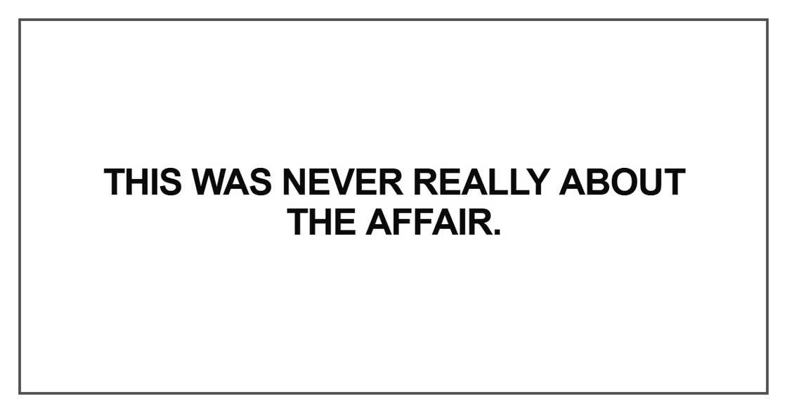 This was never really about the affair