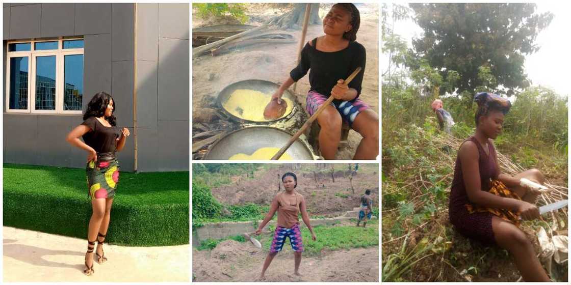 Nigerian Lady who Makes Her Living Frying Garri Showcases Her Work, Photos Surprise Many Nigerian Lady who Makes Her Living Frying Garri Showcases Her Work, Photos Surprise Many