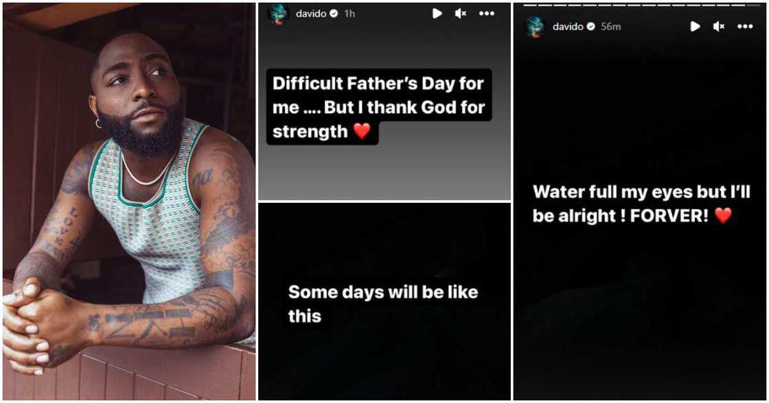 Davido mourns on Father's Day. Davido mourns on Father's Day.