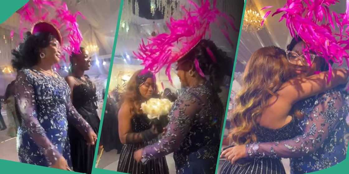 Veekee James gives wedding bouquet to her mother. Veekee James gives wedding bouquet to her mother.