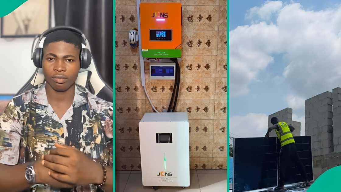 A man shows where he installed solar panels after landlord didn’t allow him put on roof A man shows where he installed solar panels after landlord didn’t allow him put on roof