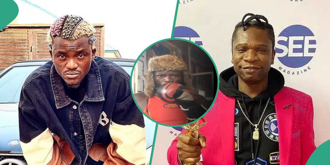 Portable at the gym ahead of his boxing match with Speed Darlington, Rapper Speed Darlington Portable at the gym ahead of his boxing match with Speed Darlington, Rapper Speed Darlington