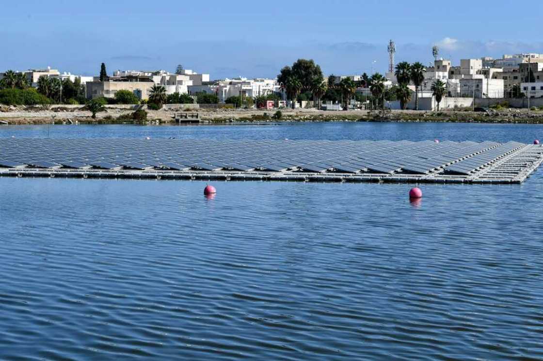 Floating solar panels in a water reservoir in Le Kram, near Tunisia's capital Tunis, are part of efforts to harness the country's vast renewable energy potential Floating solar panels in a water reservoir in Le Kram, near Tunisia's capital Tunis, are part of efforts to harness the country's vast renewable energy potential