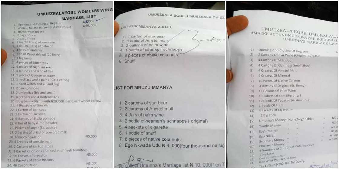 Nigerian Lady Calls off Marriage after Man Paid Close to N1m in Bride Price, Photos of the List Spark Outrage