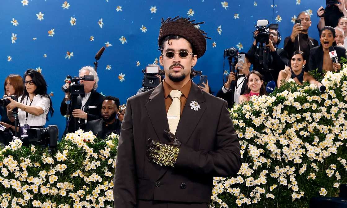 Bad Bunny poses on the red carpet of the 2025 Met Gala
