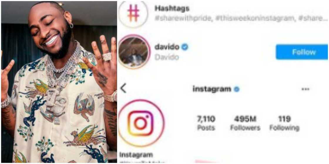Instagram official account follows Davido Instagram official account follows Davido