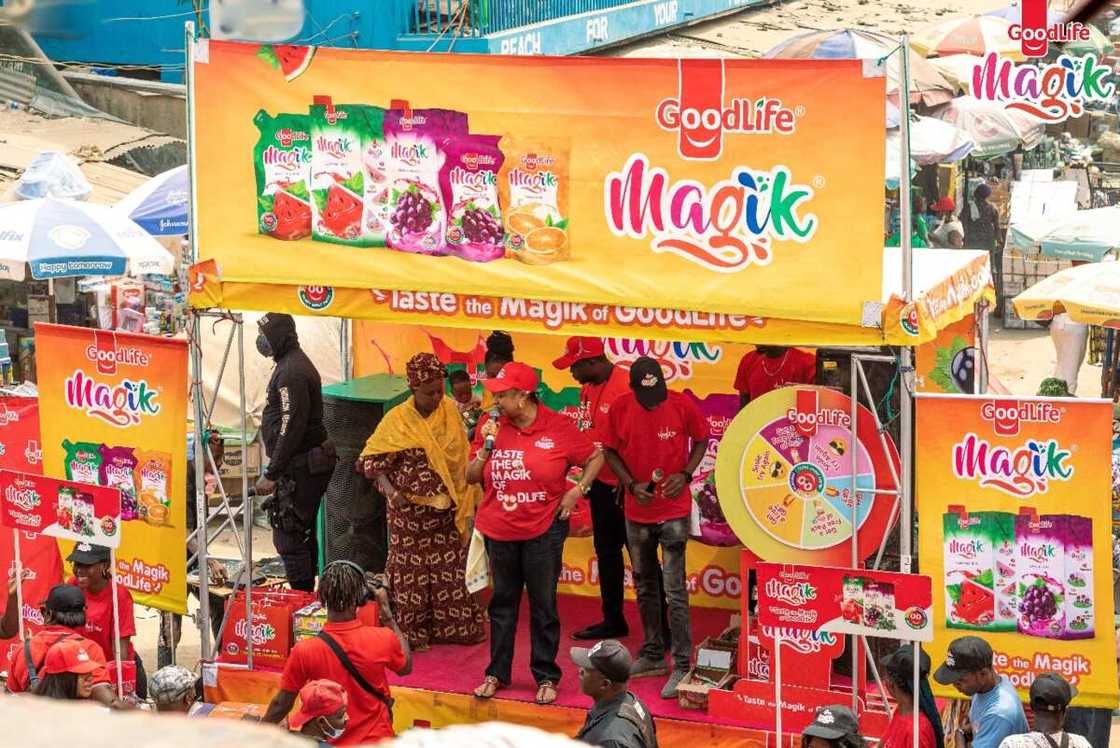 Ronke Ojo Stormed Lagos Market for Goodlife Magik Fruit Drink