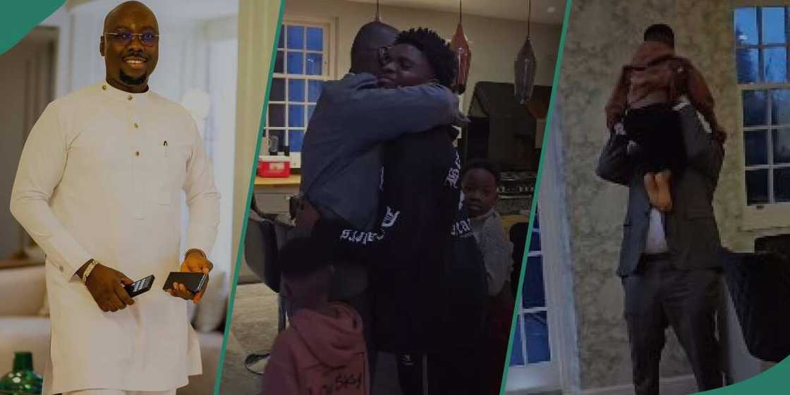 Obi Cubana shows how his sons welcome him. Obi Cubana shows how his sons welcome him.