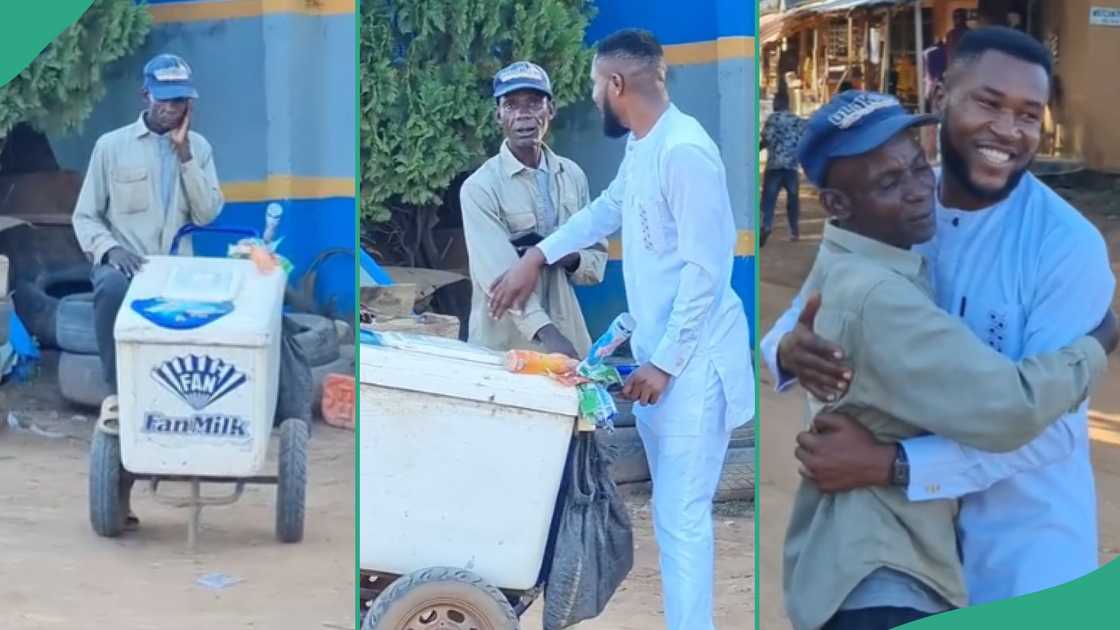 Ice cream seller receives pleasant surprise. Ice cream seller receives pleasant surprise.
