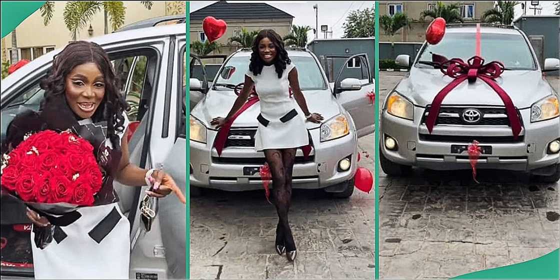 Lady shows off luxurious car