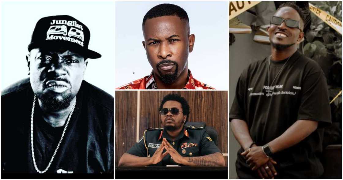 Photos of veteran rappers Ruggedman, M.I Abaga, Mode 9 and Olamide Photos of veteran rappers Ruggedman, M.I Abaga, Mode 9 and Olamide