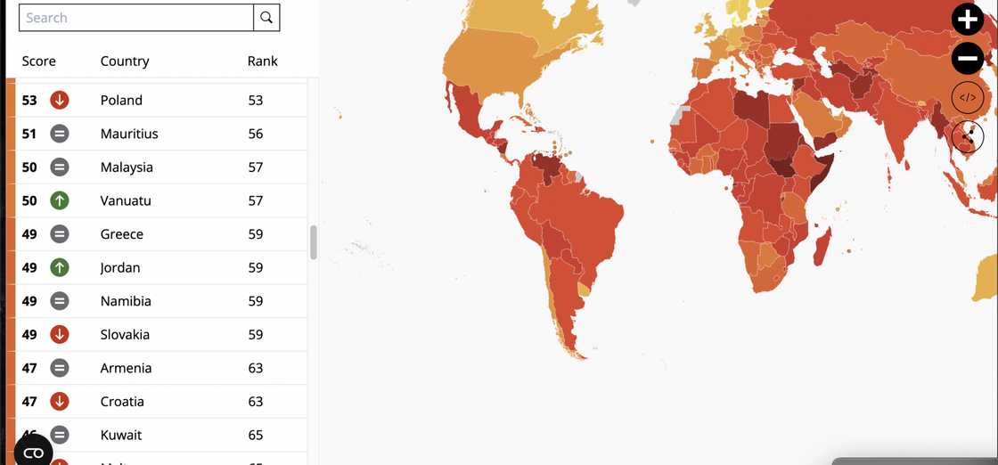 FULL LIST: Nigeria Ranked 36th Most Corrupt Country Globally