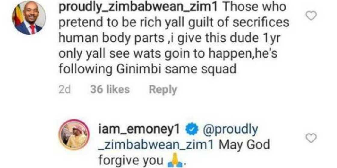 Businessman E-Money replies man who questioned the source of his wealth