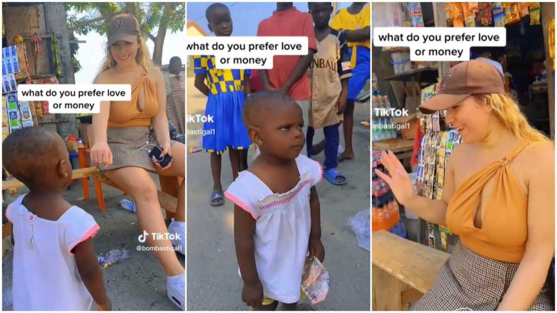 Oyinbo lady and Nigerian kid/girl frowned in video.