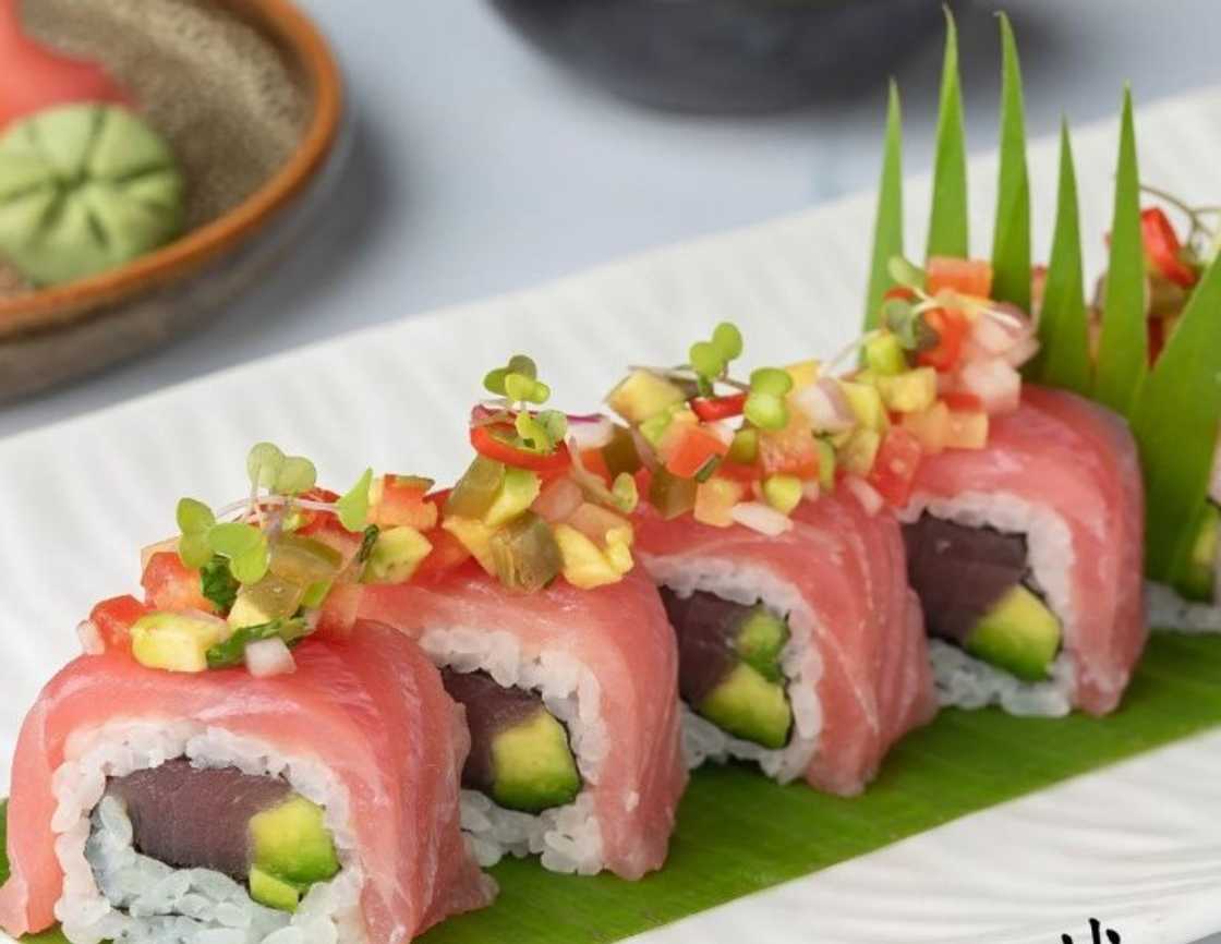 A platter of Tuna with Asian Salsa A platter of Tuna with Asian Salsa