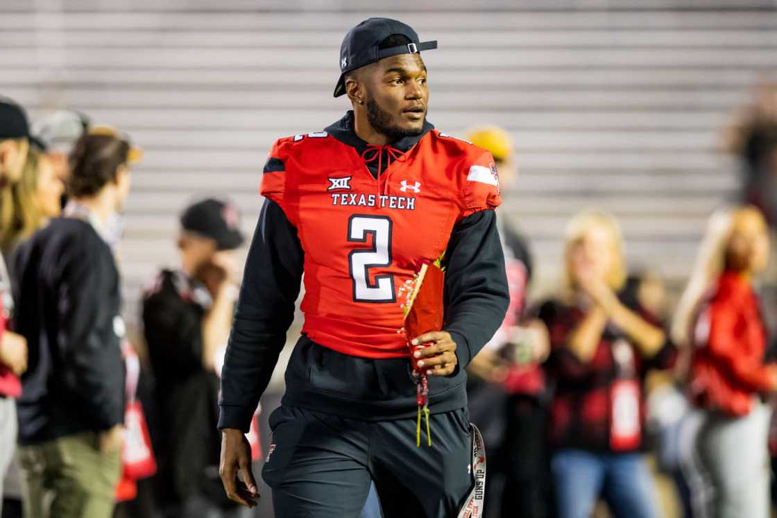 Brandon Bouyer-Randle of the Texas Tech Red Raiders is honoured at Jones AT&T Stadium