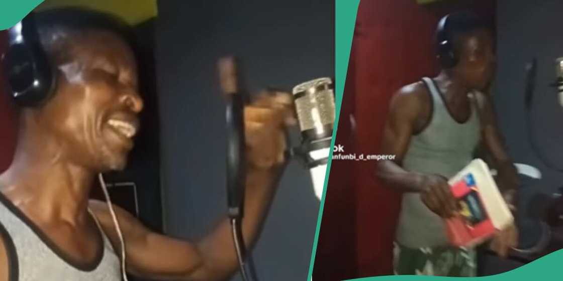 Mohbad's father records song in studio. Mohbad's father records song in studio.