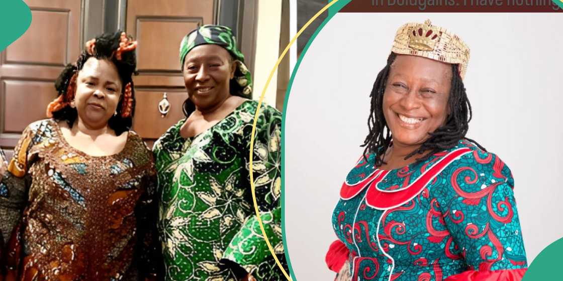 Patience Ozokwo kneels to greet former first lady Patience Jonathan