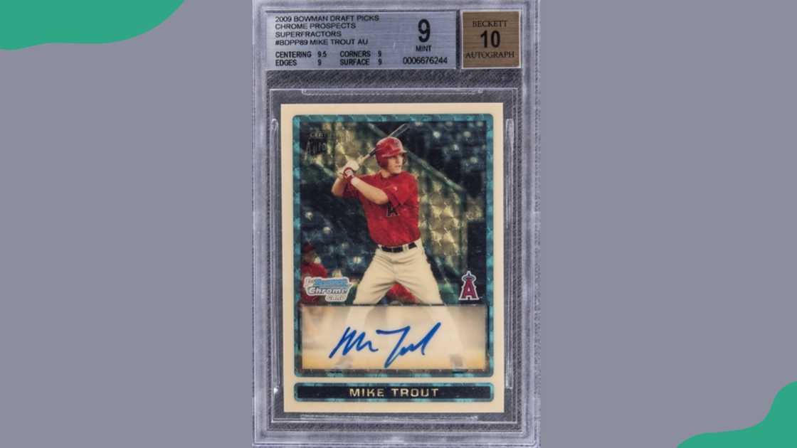 Mike Trout: 2009 Bowman Chrome Draft Prospects Superfractor rookie card