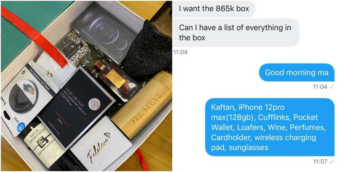 Social media reacts as woman gets N865k box which contains iPhone 12 and other gifts for lover ahead of Valentine Social media reacts as woman gets N865k box which contains iPhone 12 and other gifts for lover ahead of Valentine