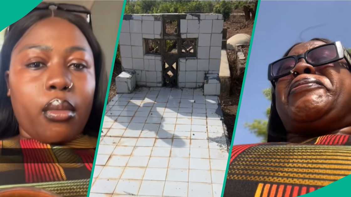 A Nigerian lady travelled to visit her late father's gravesite for the first time