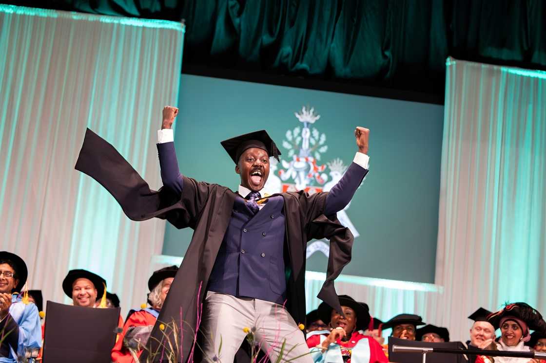 University of Bradford student celebrating during graduation