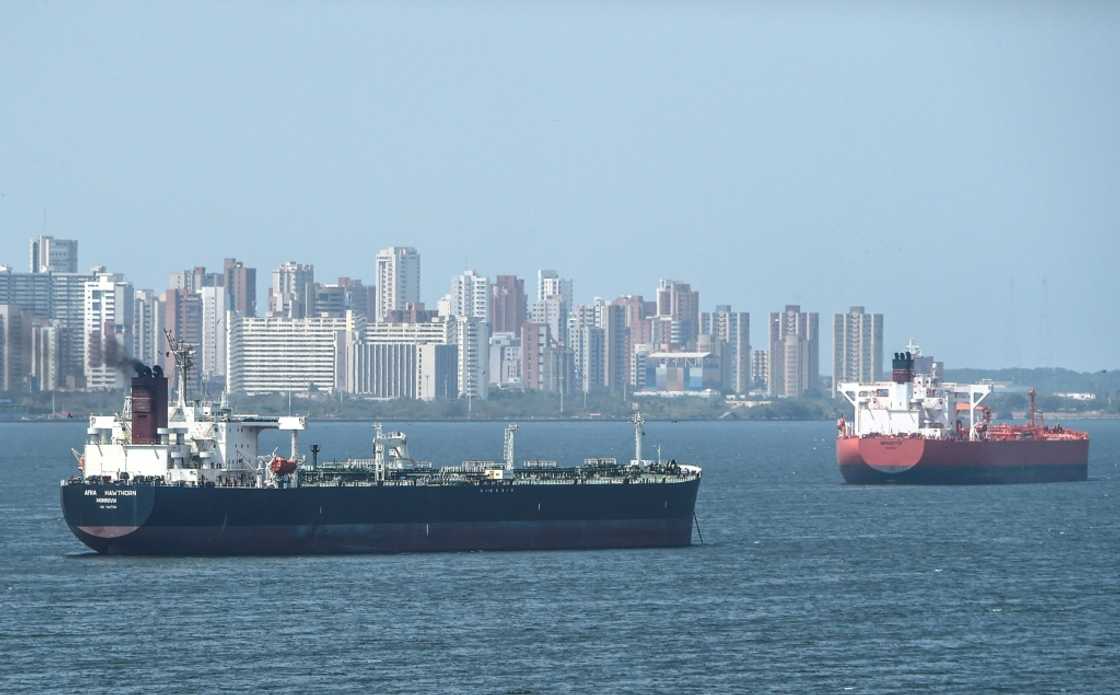 Oil tankers sail through Lake Maracaibo in Maracaibo, Venezuela on March 15, 2019