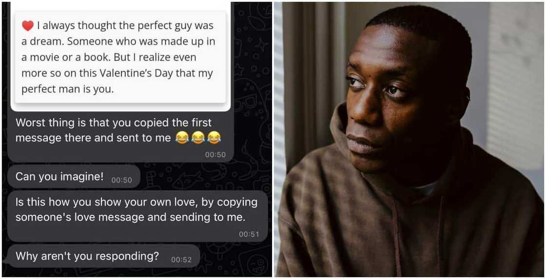 Reactions as lady ends relationship with boyfriend after finding out that his Val's Day message was copied from Google Reactions as lady ends relationship with boyfriend after finding out that his Val's Day message was copied from Google