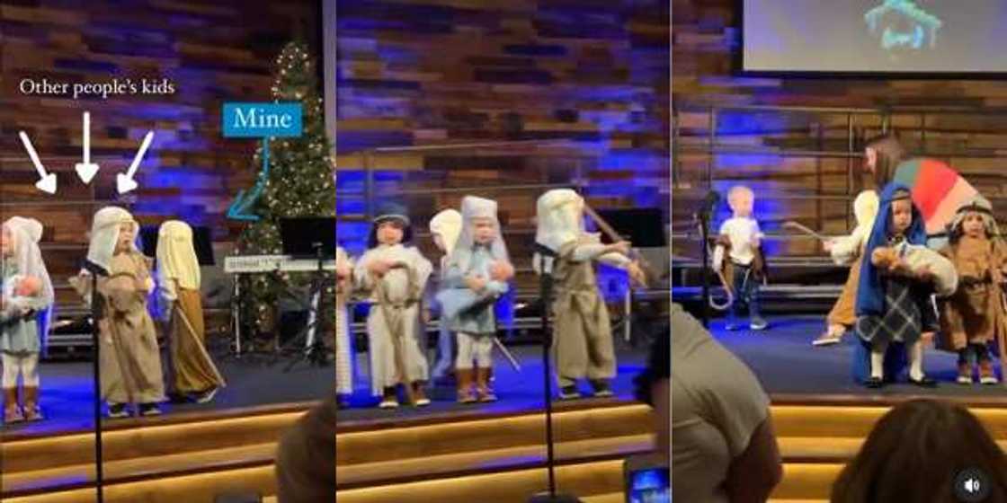 Funny reactions as little Kid Abandons Colleagues During Stage Play, Plays with Other kids Behind Stage Funny reactions as little Kid Abandons Colleagues During Stage Play, Plays with Other kids Behind Stage