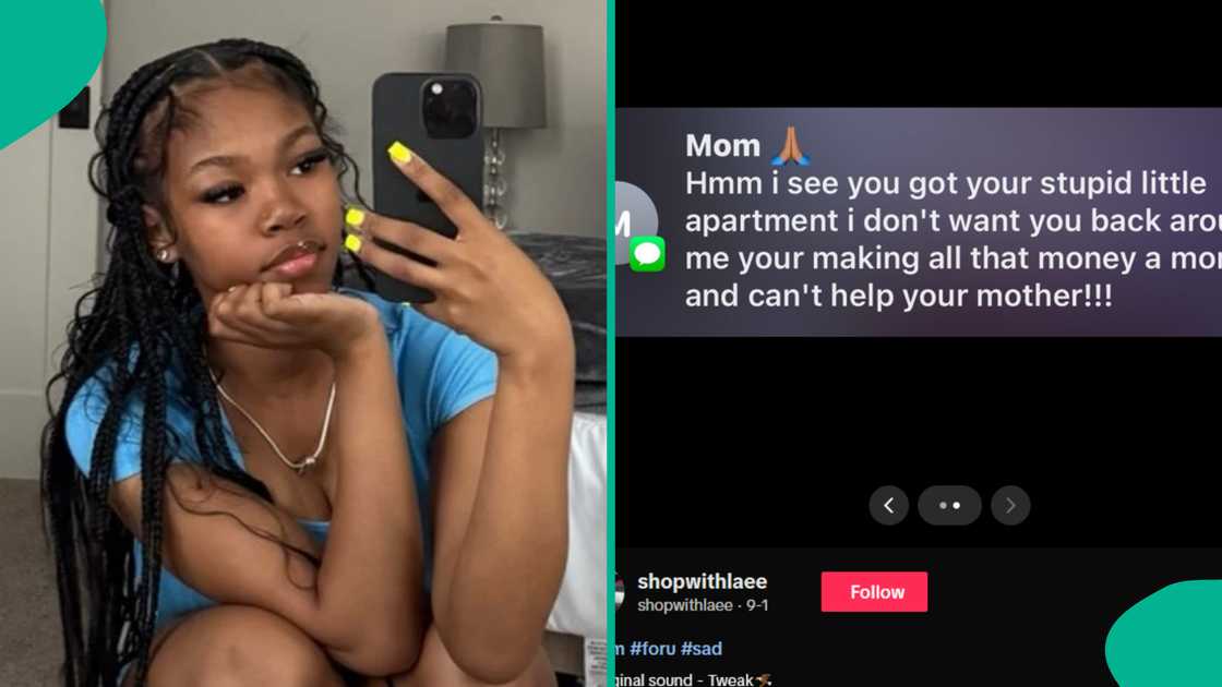 Girl shows insulting text she received from her mother after moving into new apartment at 17