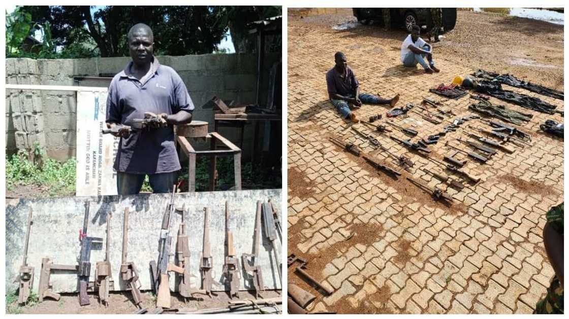 Sojojin sun gano masana'antar ƙera bindigu. Sojojin sun gano masana'antar ƙera bindigu.