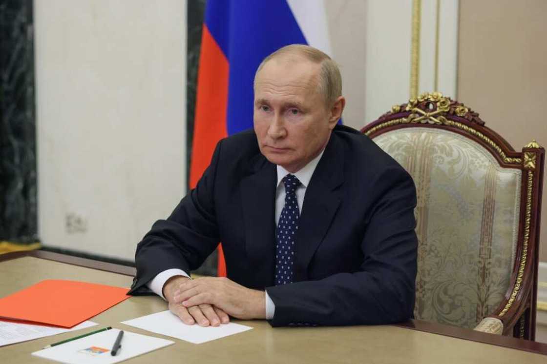 Russian President Vladimir Putin chairs a Security Council meeting via a video link in Moscow on September 23, 2022 Russian President Vladimir Putin chairs a Security Council meeting via a video link in Moscow on September 23, 2022