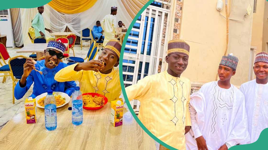 SSU students enjoying a meal at a school function and students standing outside a classroom SSU students enjoying a meal at a school function and students standing outside a classroom