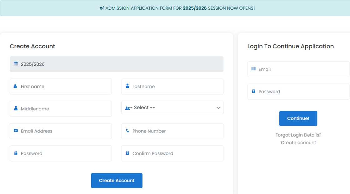 College of Health Technology, Ningi application portal page.