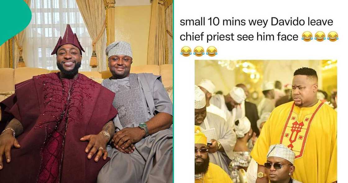 Cubana Chiefpriest, Isreal at Davido's wedding. Cubana Chiefpriest, Isreal at Davido's wedding.