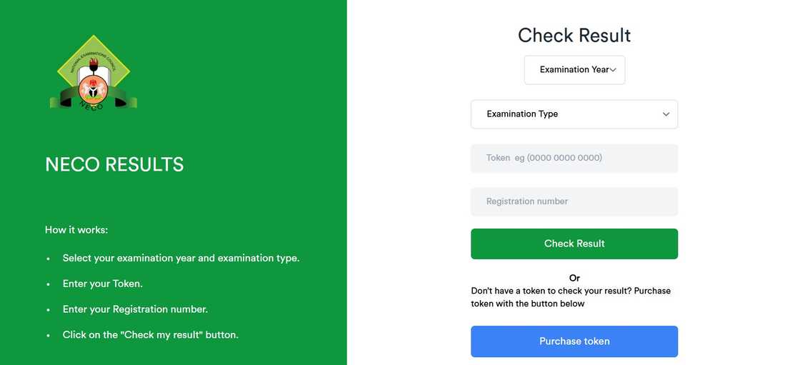 NECO result portal screenshot NECO result portal screenshot