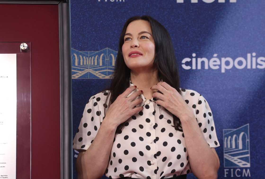 Liv Tyler in a polka dot dress at Cinepolis Morelia Centro