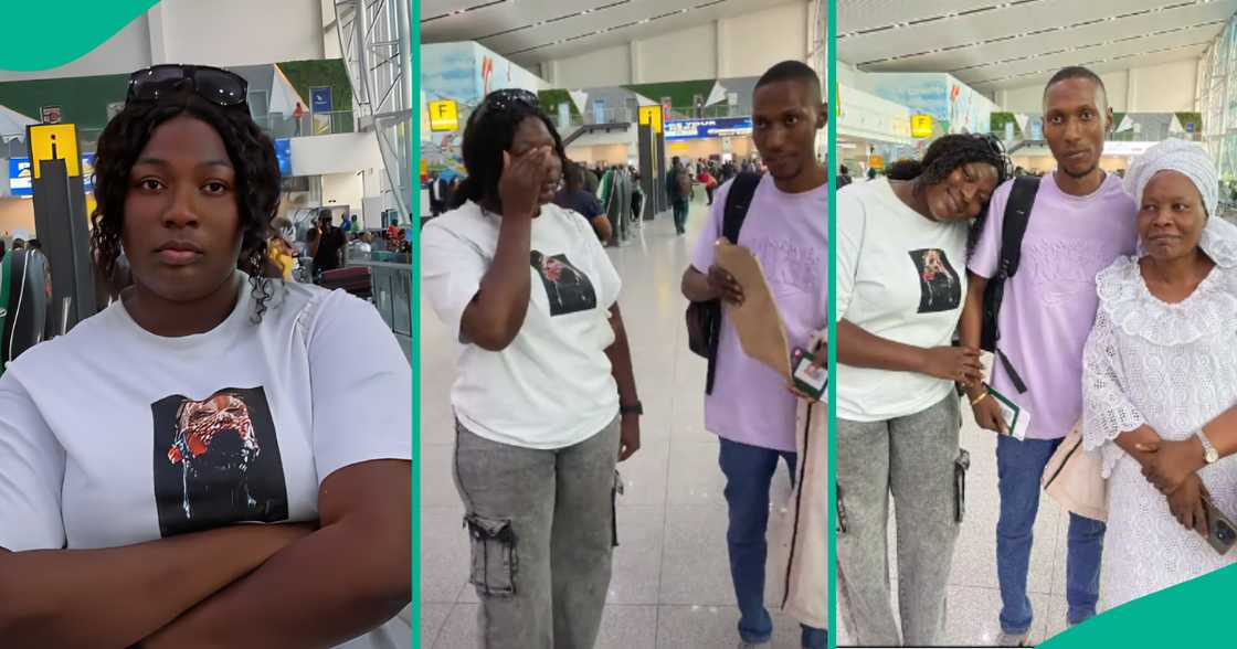 Lady breaks down in tears at airport as her brother leaves Nigeria