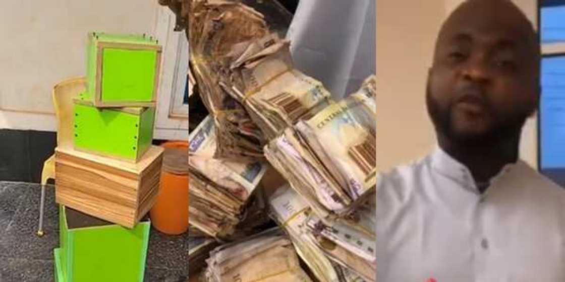 Piggy Bank: Nigerian Pastor Displays Large Sum of Money He Saved in 2021