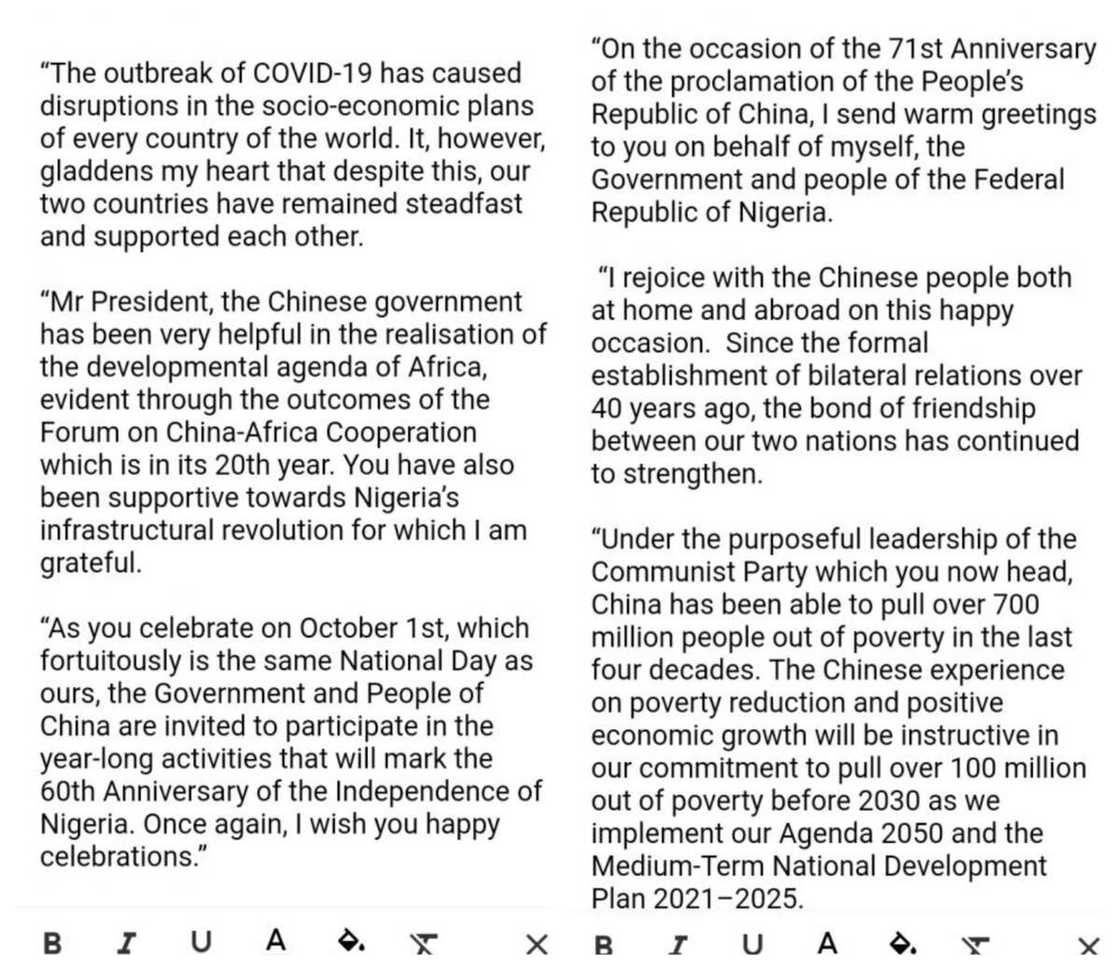 Najeriya rubuta takarda zuwa ga Xi Jinping domin taya Sinawa murna Najeriya rubuta takarda zuwa ga Xi Jinping domin taya Sinawa murna