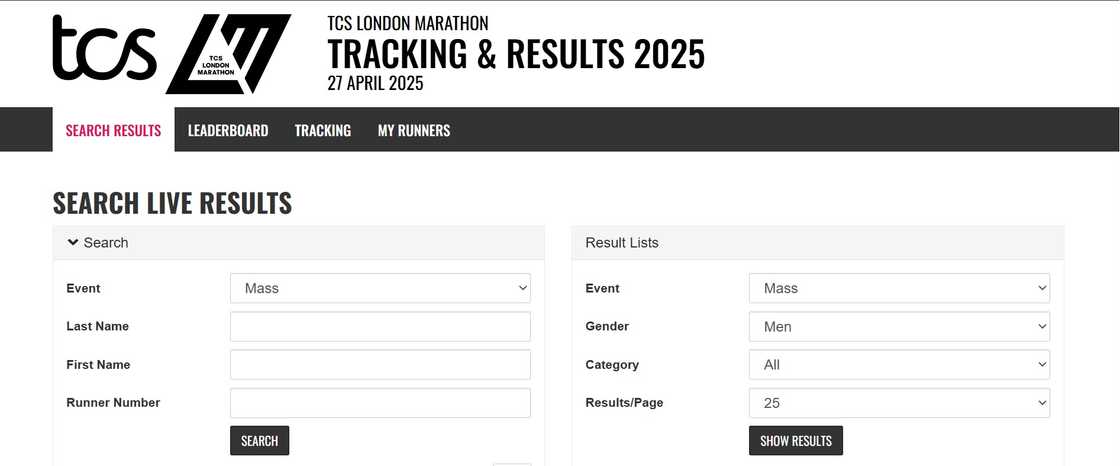 London Marathon website tracker London Marathon website tracker