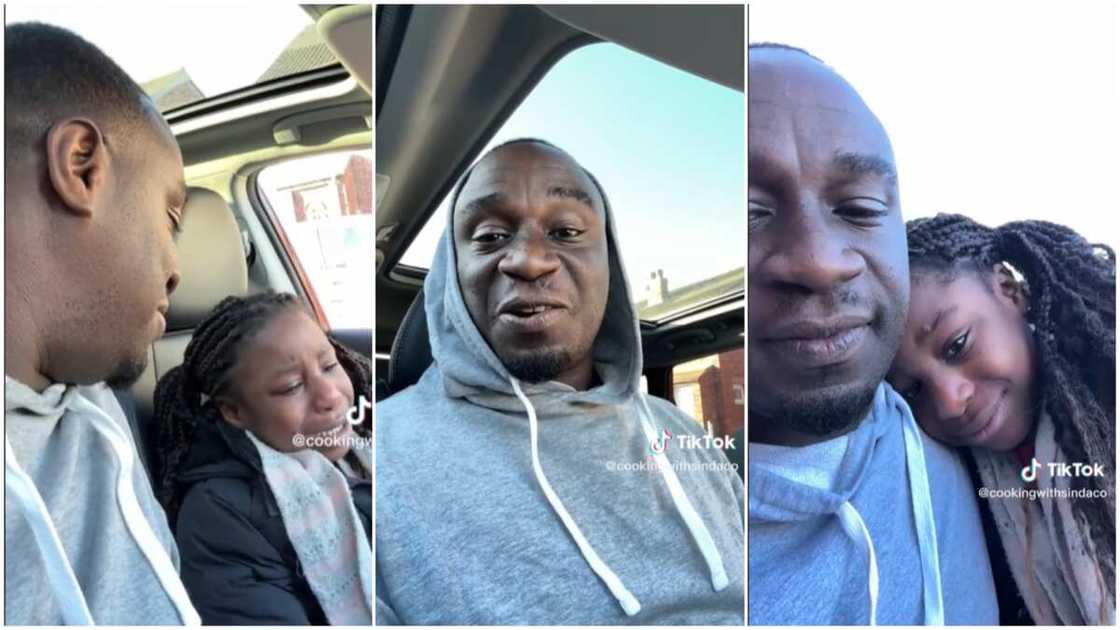 Father and emotional kid/girl cried when she saw her dad. Father and emotional kid/girl cried when she saw her dad.