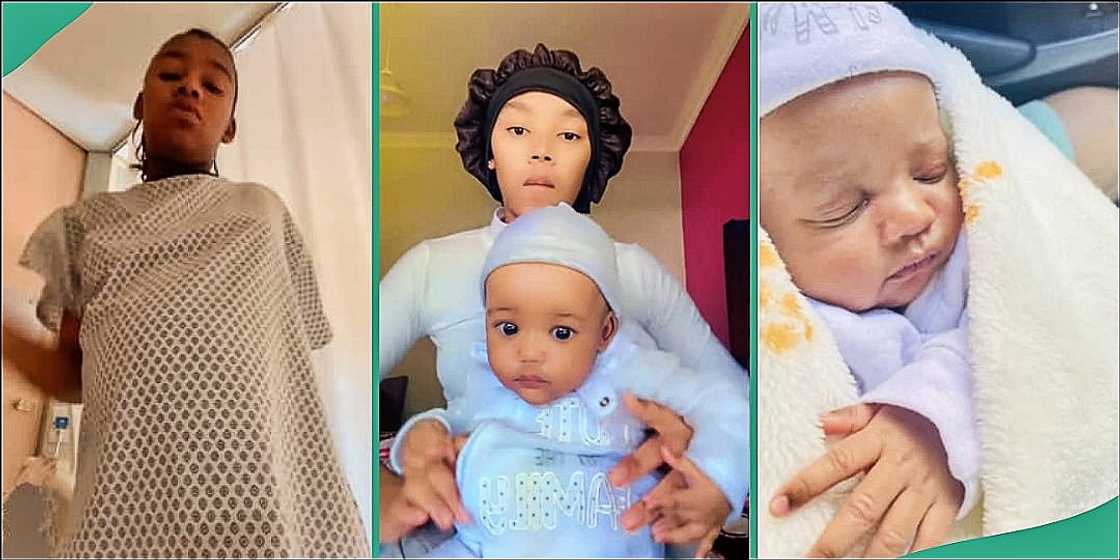 Lady shows off her cute baby