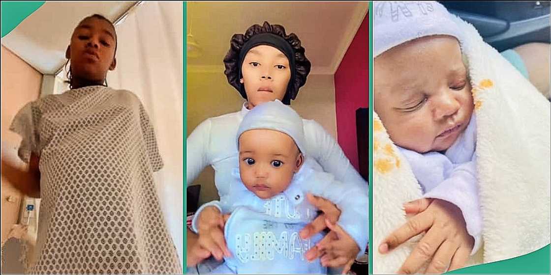 Lady shows off her cute baby Lady shows off her cute baby