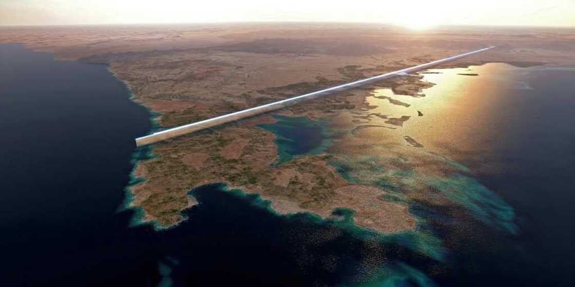 A futuristic megacity in Saudi Arabia will feature two massive, mirror-encased skyscrapers that extend over 170 kilometres of desert and mountain terrain A futuristic megacity in Saudi Arabia will feature two massive, mirror-encased skyscrapers that extend over 170 kilometres of desert and mountain terrain