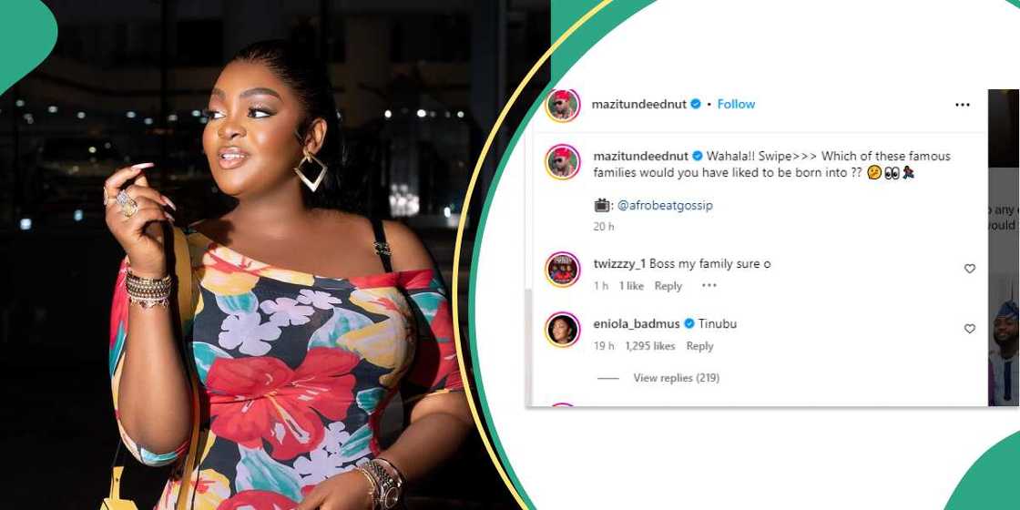 Screenshot as Eniola Badmus picks Tinubu's family Screenshot as Eniola Badmus picks Tinubu's family