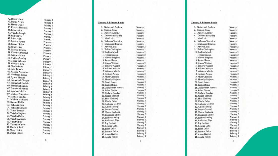 Catholic Church Confirms Full Names of Niger Students and Staff Taken